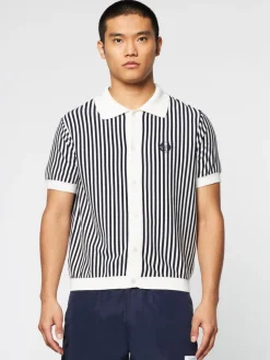 Sergio Tacchini View All<Abramo Knit Polo- Pearled Ivory/ Maritime Blue