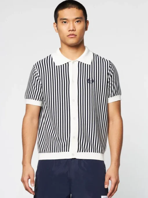 Sergio Tacchini View All<Abramo Knit Polo- Pearled Ivory/ Maritime Blue
