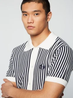 Sergio Tacchini View All<Abramo Knit Polo- Pearled Ivory/ Maritime Blue