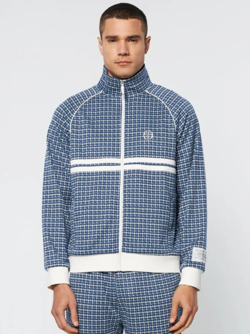 Sergio Tacchini Jackets<Dallas Houndstooth Track Jacket- Maritime Blue