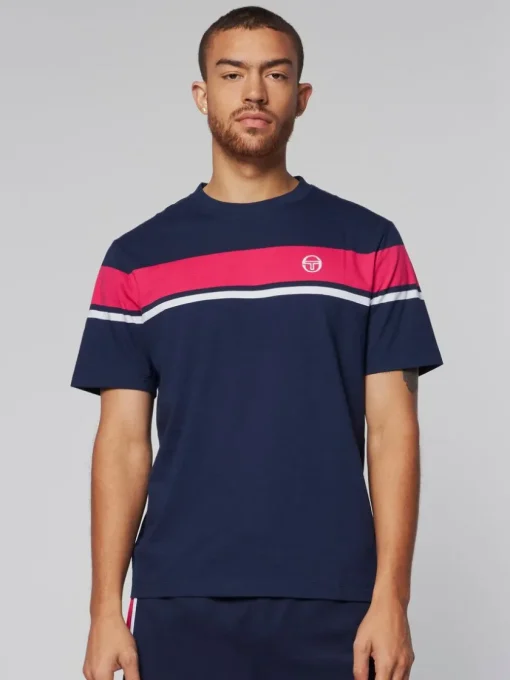 Sergio Tacchini T-Shirts<Damarindo T-Shirt- Maritime Blue/ Rasberry