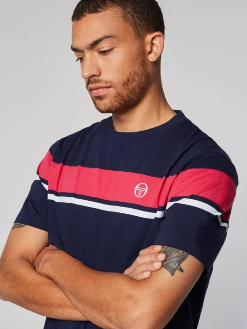 Sergio Tacchini T-Shirts<Damarindo T-Shirt- Maritime Blue/ Rasberry