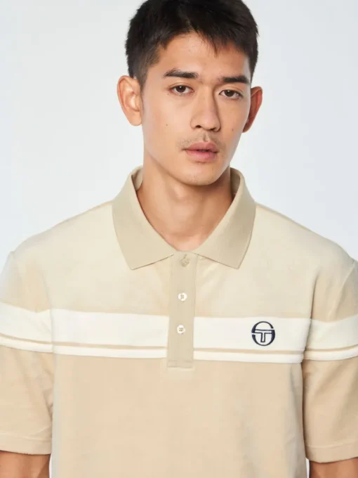 Sergio Tacchini Velour<Damarindo Velour Polo-Cement/ Gardenia