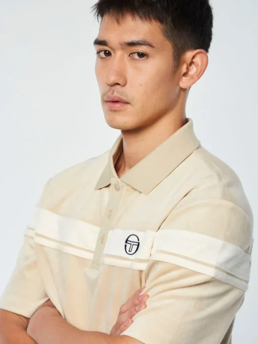 Sergio Tacchini Velour<Damarindo Velour Polo-Cement/ Gardenia