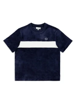 Sergio Tacchini Matching Separates<Debossed Damarindo Velour T-Shirt- Maritime Blue