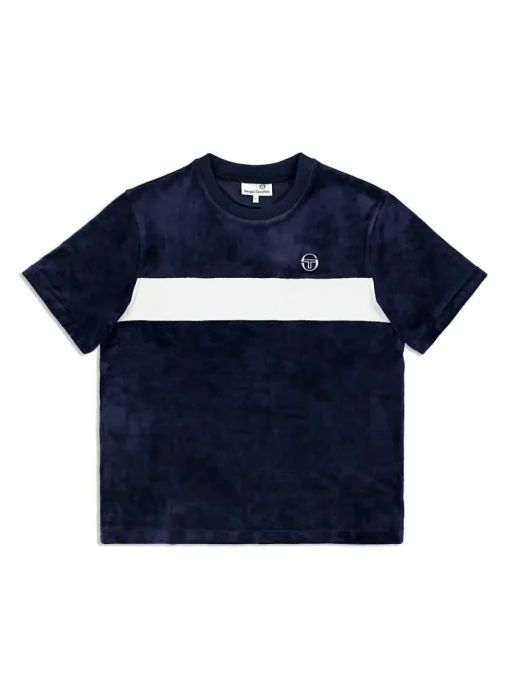 Sergio Tacchini Matching Separates<Debossed Damarindo Velour T-Shirt- Maritime Blue