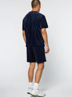 Sergio Tacchini Matching Separates<Debossed Damarindo Velour T-Shirt- Maritime Blue