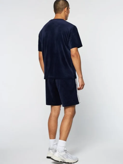 Sergio Tacchini Matching Separates<Debossed Damarindo Velour T-Shirt- Maritime Blue