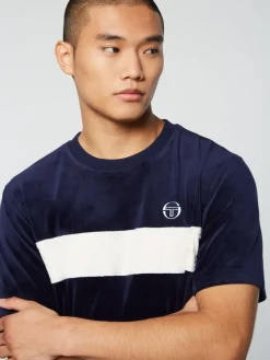 Sergio Tacchini Matching Separates<Debossed Damarindo Velour T-Shirt- Maritime Blue