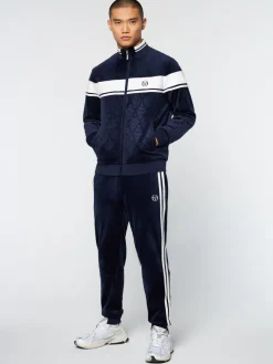 Sergio Tacchini Velour<Debossed Damarindo Velour Track Jacket- Maritime Blue