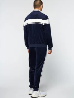 Sergio Tacchini Velour<Debossed Damarindo Velour Track Jacket- Maritime Blue