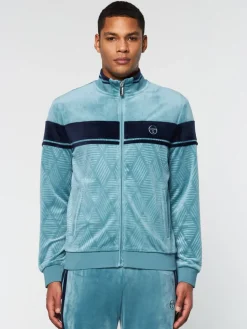 Sergio Tacchini Jackets<Debossed Damarindo Velour Track Jacket- Larkspur