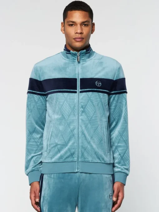 Sergio Tacchini Jackets<Debossed Damarindo Velour Track Jacket- Larkspur