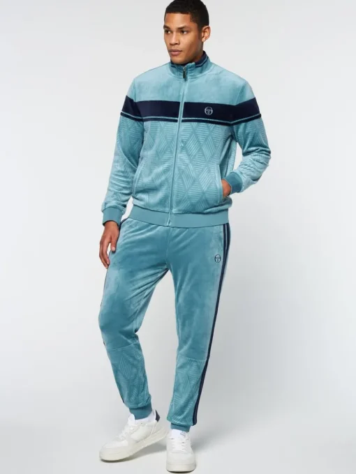 Sergio Tacchini Jackets<Debossed Damarindo Velour Track Jacket- Larkspur