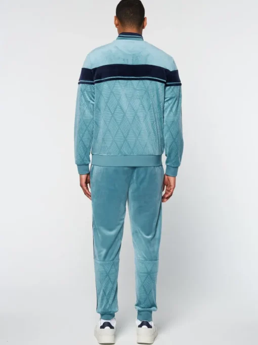 Sergio Tacchini Jackets<Debossed Damarindo Velour Track Jacket- Larkspur