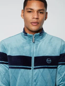 Sergio Tacchini Jackets<Debossed Damarindo Velour Track Jacket- Larkspur