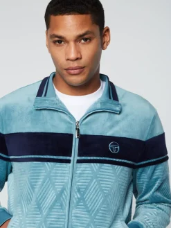 Sergio Tacchini Jackets<Debossed Damarindo Velour Track Jacket- Larkspur