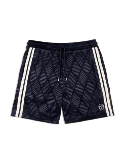 Sergio Tacchini Velour<Debossed Damarindo Velour Short- Maritime Blue