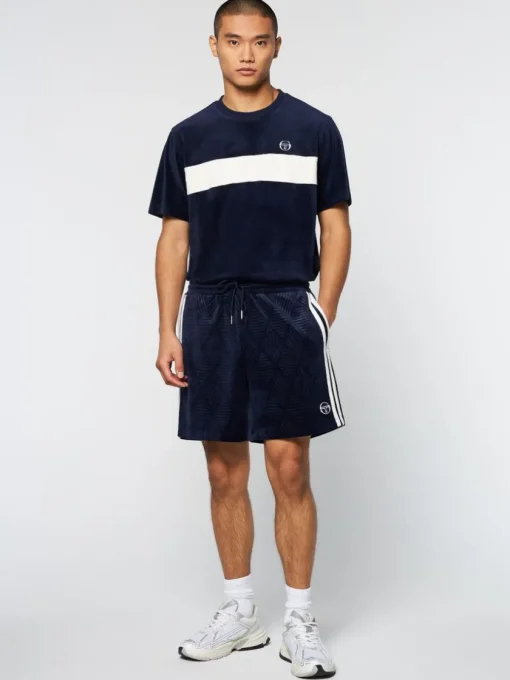 Sergio Tacchini Velour<Debossed Damarindo Velour Short- Maritime Blue