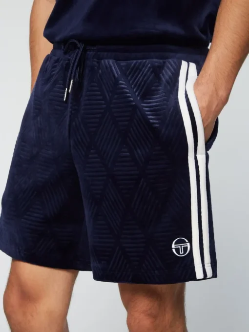 Sergio Tacchini Velour<Debossed Damarindo Velour Short- Maritime Blue
