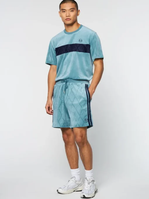Sergio Tacchini Shorts And Swim<Debossed Damarindo Velour Short- Larkspur
