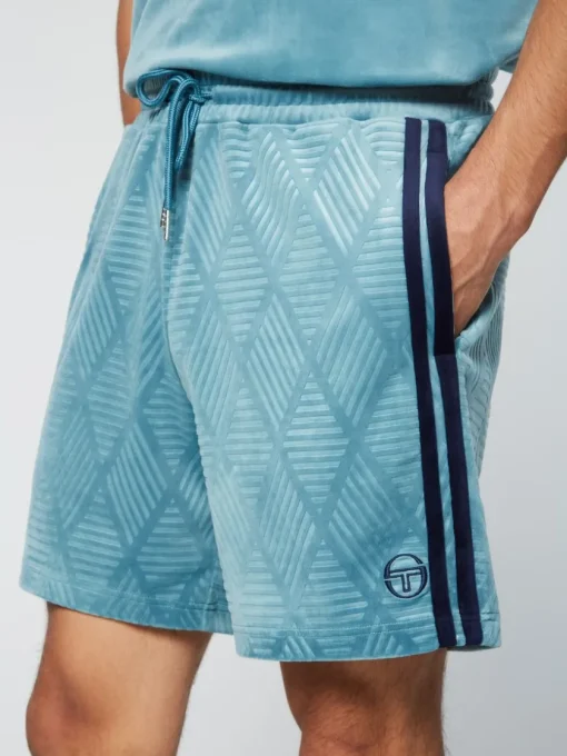 Sergio Tacchini Shorts And Swim<Debossed Damarindo Velour Short- Larkspur