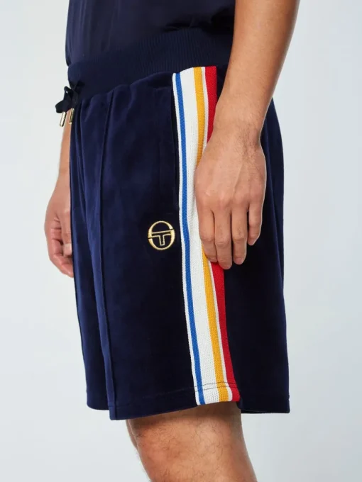 Sergio Tacchini Velour<Goran Velour Track Short Archivio- Maritime Blue