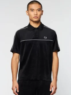 Sergio Tacchini Polos<Lioni Velour Polo Archivio- Black Beauty