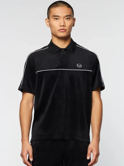 Sergio Tacchini Velour<Lioni Velour Polo Archivio- Black Beauty