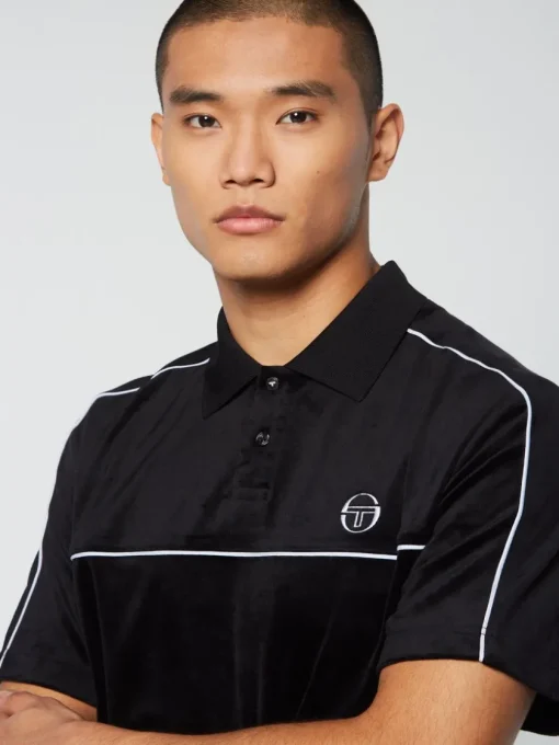 Sergio Tacchini Velour<Lioni Velour Polo Archivio- Black Beauty