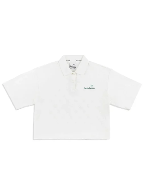 Sergio Tacchini For The Court<Monogram Jacquard Cropped Polo- Gardenia