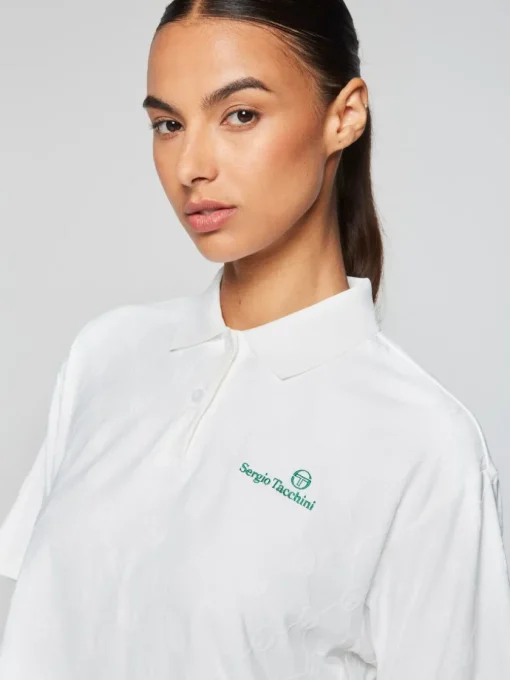 Sergio Tacchini For The Court<Monogram Jacquard Cropped Polo- Gardenia