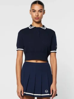 Sergio Tacchini For The Court<Perla Knit Cropped Polo- Maritime Blue