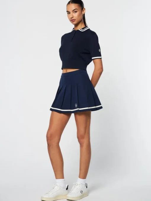 Sergio Tacchini For The Court<Perla Knit Cropped Polo- Maritime Blue