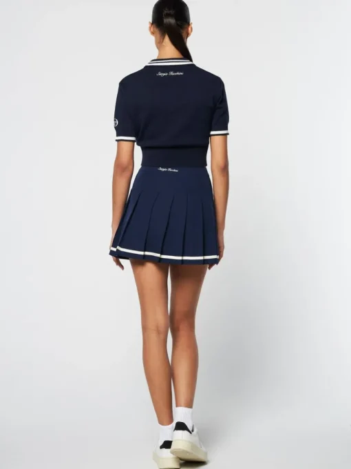 Sergio Tacchini For The Court<Perla Knit Cropped Polo- Maritime Blue