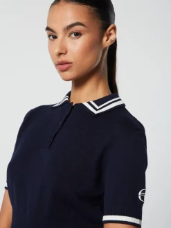 Sergio Tacchini For The Court<Perla Knit Cropped Polo- Maritime Blue