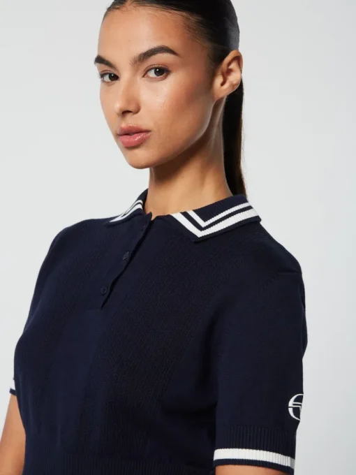 Sergio Tacchini For The Court<Perla Knit Cropped Polo- Maritime Blue