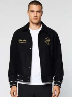 Sergio Tacchini View All<Prep Wool Varsity Jacket- Black