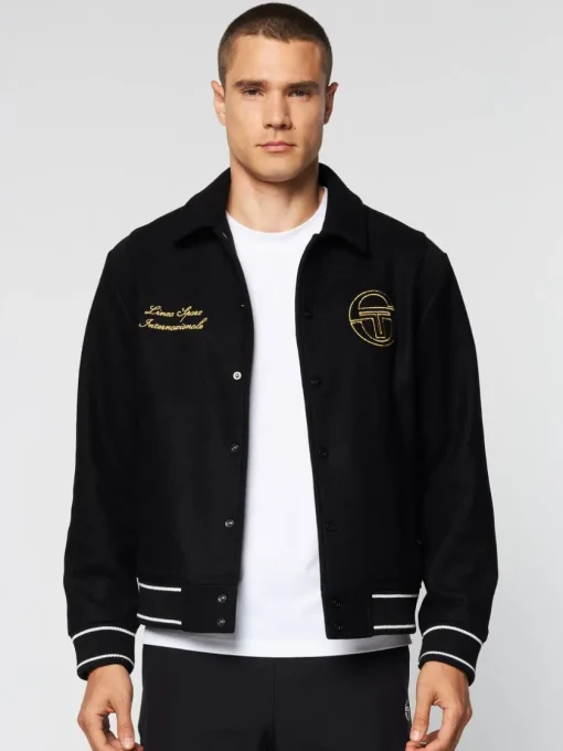 Sergio Tacchini View All<Prep Wool Varsity Jacket- Black