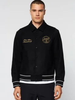 Sergio Tacchini View All<Prep Wool Varsity Jacket- Black