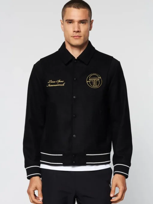 Sergio Tacchini View All<Prep Wool Varsity Jacket- Black