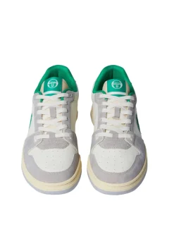 Sergio Tacchini Shoes<Prime Shot Da Sneaker- Antique White/ Almond Oil/ Bright Green