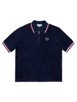 Sergio Tacchini Velour<Primo Velour Polo- Maritime Blue