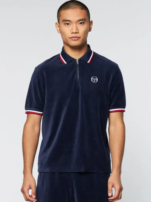 Sergio Tacchini Velour<Primo Velour Polo- Maritime Blue