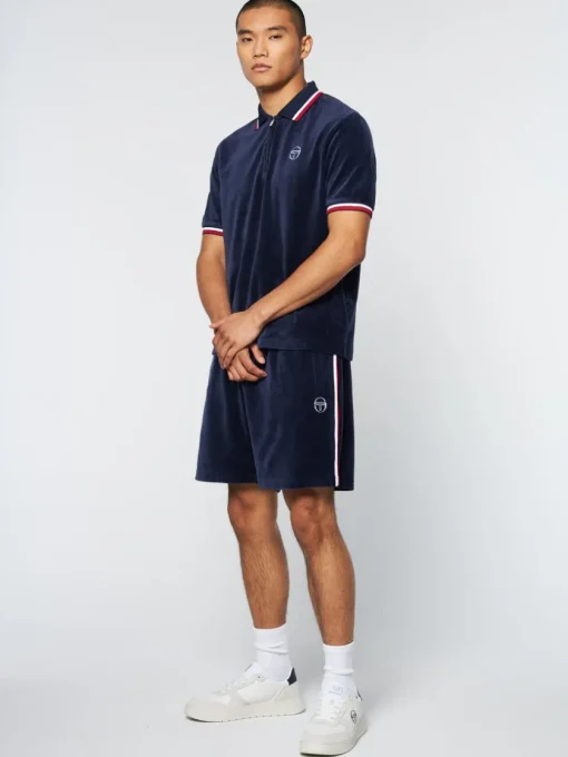 Sergio Tacchini Velour<Primo Velour Polo- Maritime Blue