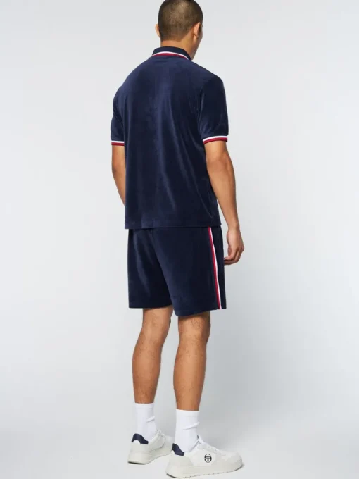 Sergio Tacchini Velour<Primo Velour Polo- Maritime Blue