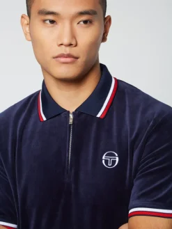 Sergio Tacchini Velour<Primo Velour Polo- Maritime Blue