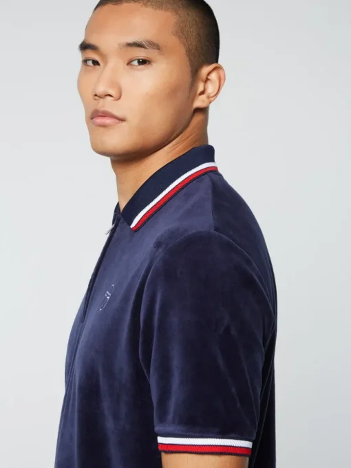 Sergio Tacchini Velour<Primo Velour Polo- Maritime Blue