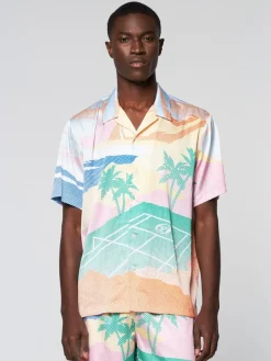Sergio Tacchini Matching Separates<Riviera Camp Shirt- Deep Mint/ Multi