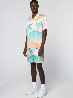 Sergio Tacchini Matching Separates<Riviera Camp Shirt- Deep Mint/ Multi